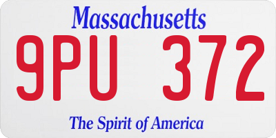 MA license plate 9PU372