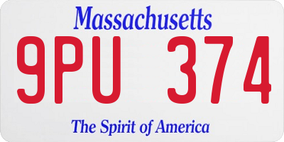 MA license plate 9PU374
