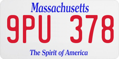 MA license plate 9PU378