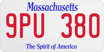 MA license plate 9PU380