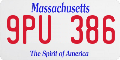 MA license plate 9PU386
