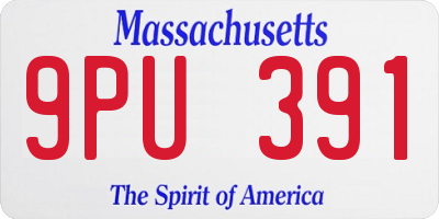 MA license plate 9PU391