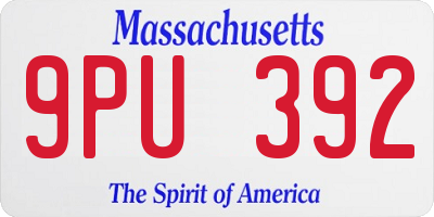 MA license plate 9PU392