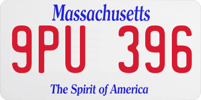 MA license plate 9PU396