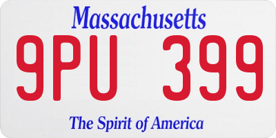 MA license plate 9PU399