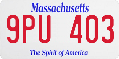 MA license plate 9PU403