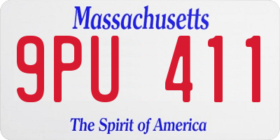 MA license plate 9PU411