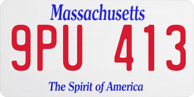 MA license plate 9PU413