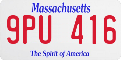 MA license plate 9PU416