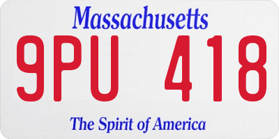 MA license plate 9PU418