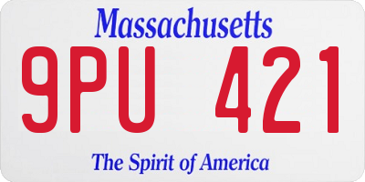 MA license plate 9PU421
