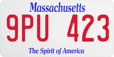 MA license plate 9PU423