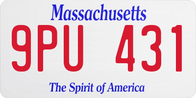 MA license plate 9PU431