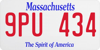 MA license plate 9PU434