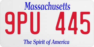 MA license plate 9PU445