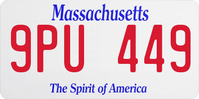 MA license plate 9PU449