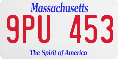 MA license plate 9PU453