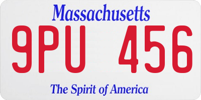 MA license plate 9PU456