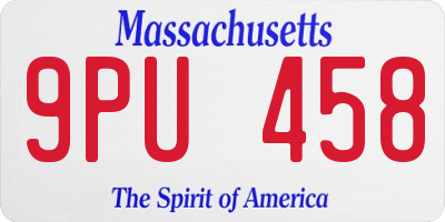 MA license plate 9PU458