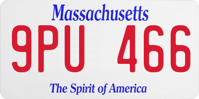 MA license plate 9PU466
