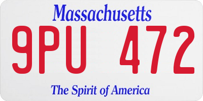 MA license plate 9PU472