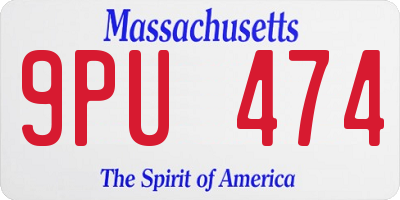 MA license plate 9PU474