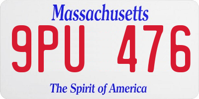 MA license plate 9PU476