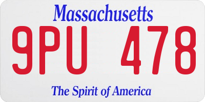 MA license plate 9PU478
