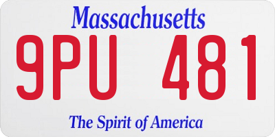 MA license plate 9PU481