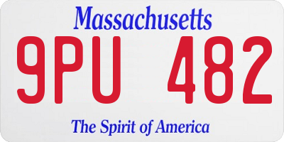 MA license plate 9PU482