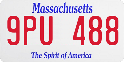 MA license plate 9PU488