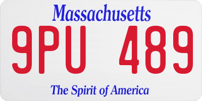 MA license plate 9PU489