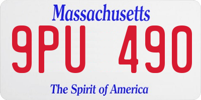 MA license plate 9PU490