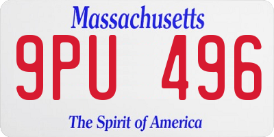 MA license plate 9PU496