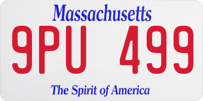 MA license plate 9PU499
