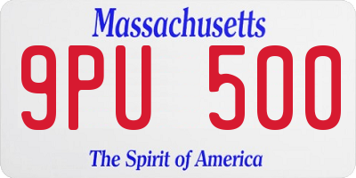MA license plate 9PU500