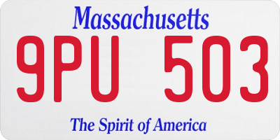 MA license plate 9PU503
