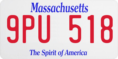MA license plate 9PU518
