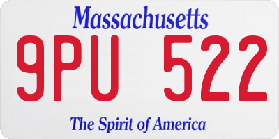 MA license plate 9PU522