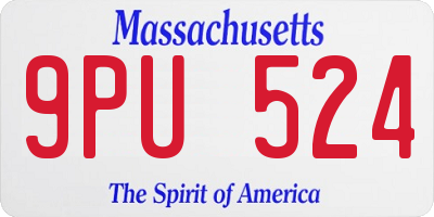 MA license plate 9PU524