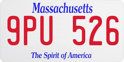 MA license plate 9PU526