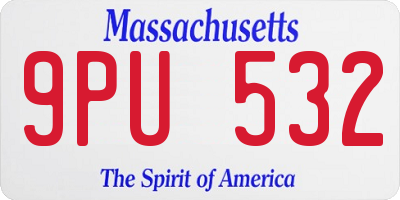 MA license plate 9PU532