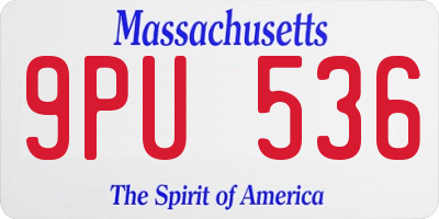 MA license plate 9PU536