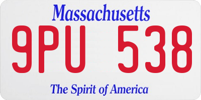 MA license plate 9PU538