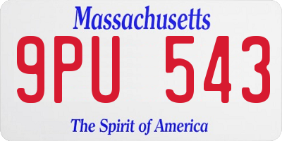 MA license plate 9PU543