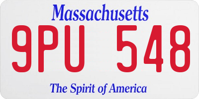 MA license plate 9PU548