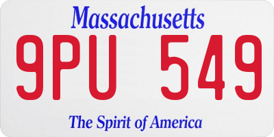 MA license plate 9PU549