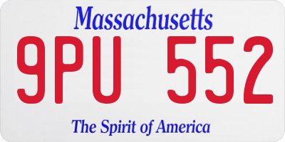 MA license plate 9PU552