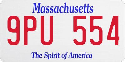 MA license plate 9PU554