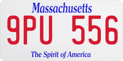 MA license plate 9PU556